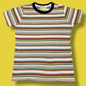 Big Bud Press Swap Meet Ringer Tee Shirt Striped Multi-Color 70s Style Sz XS